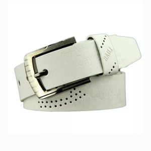 A dozen men's white belts